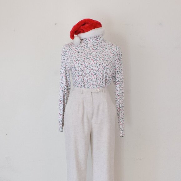 Vintage 90s Poly/Cotton Christmas Turtle Neck shirt by Bobbie Brooks, size L - Picture 9 of 10